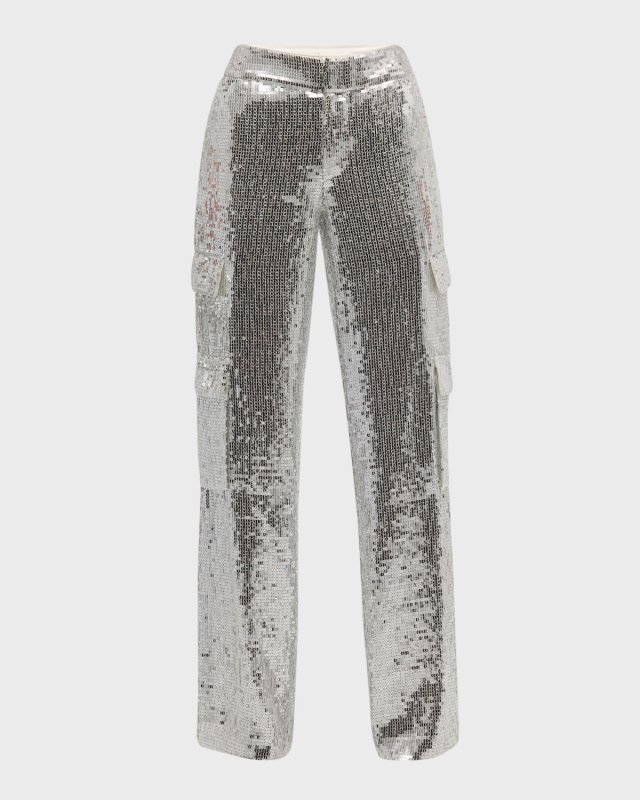 Hayes Sequined Wide-Leg Cargo Pants